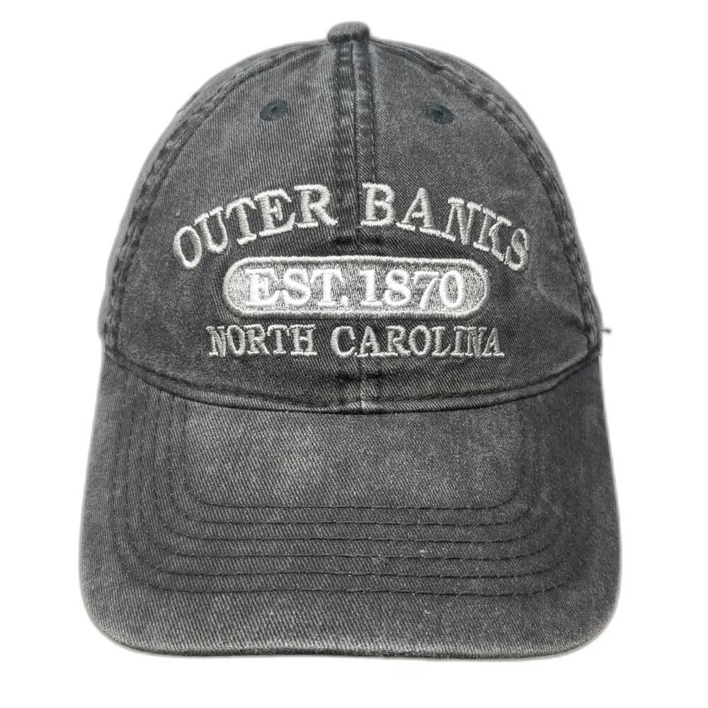 Outer Banks Authentic Baseball Cap Gray OSFM 100% Cotton Slideback NC Hat Logo